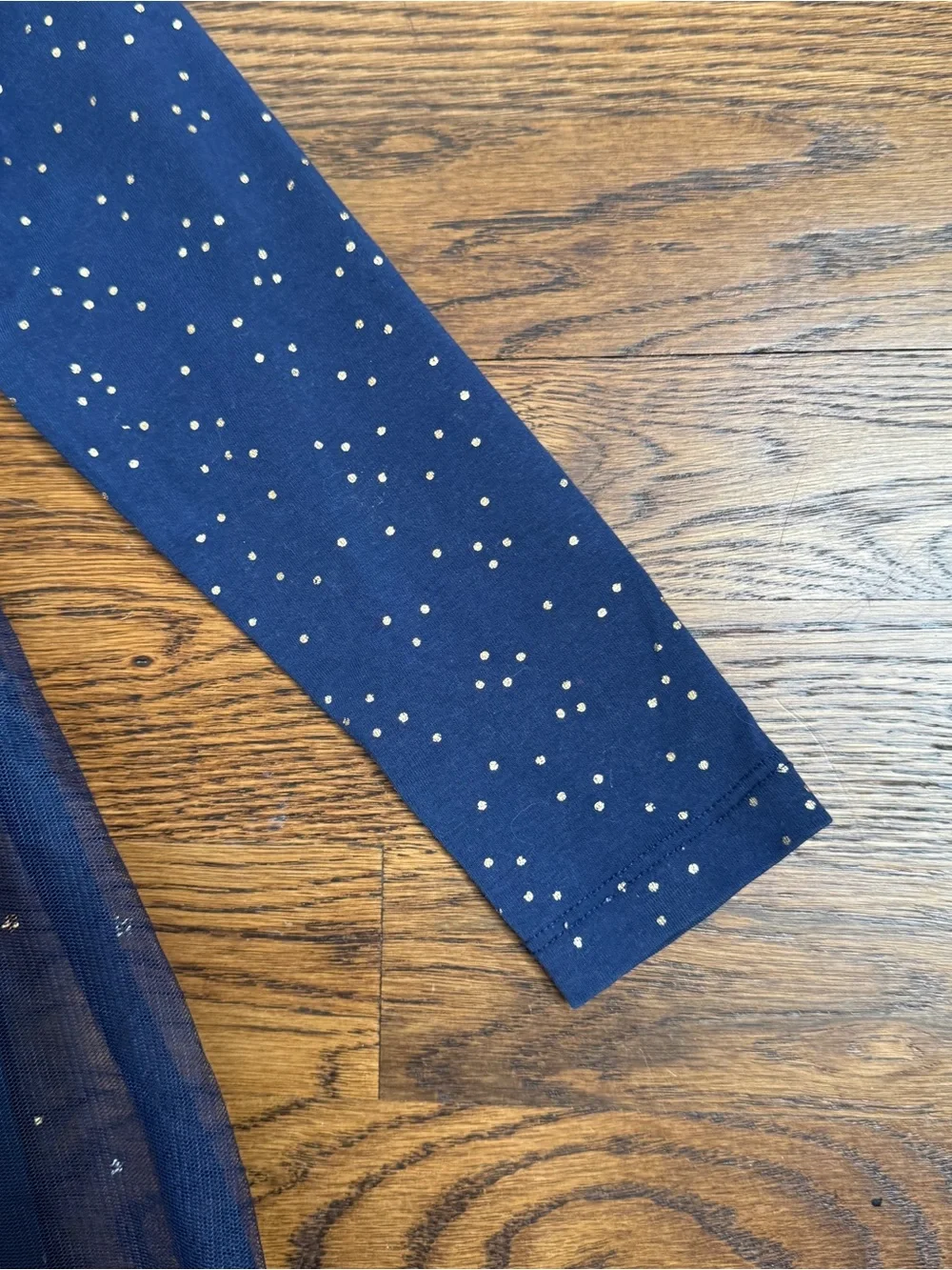 Hanna Andersson Girls Navy Shimmer Foiled Dots Print Tulle Waist Dress 3T